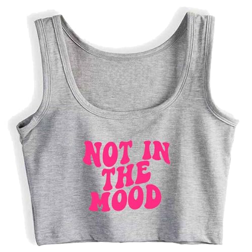 [Xbumupa] Not in the Mood Sleeveless Vest Woman Crop Top Cotton Tank Top