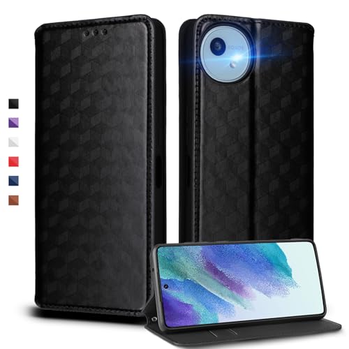 UnivoColors SHARP AQUOS Wish4 (SH-52E) 手帳型ケース 高級合皮 カード収納 マグネット開閉 スタンド機能 ストラップホール付き TPUソフトバンパー 全面保護 カメラ保護 衝撃吸収 ビジネス おしゃれ カバー(ブラック