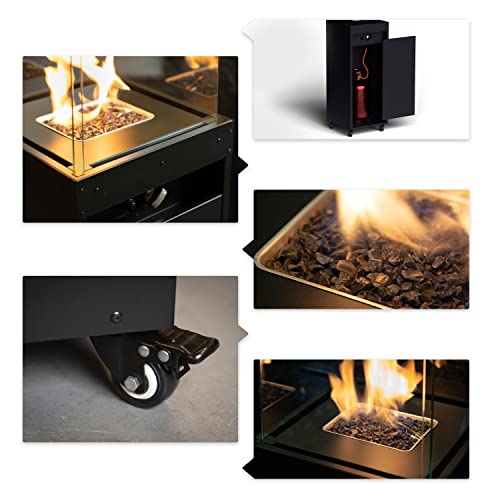 Planika Faro 59" Propane Patio Heater Black with Cover (Fire Pillar