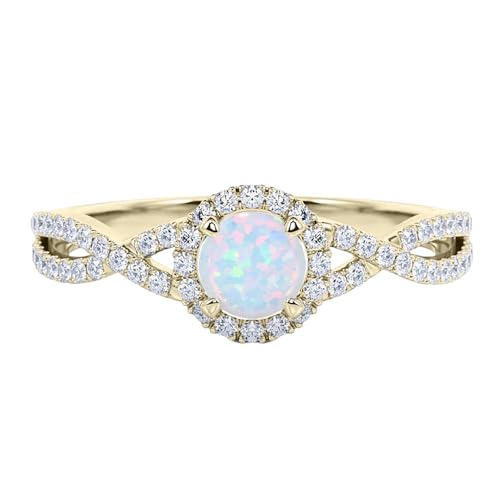 Aihpos 1.0 Carat Gemstone Engagement Rings - Round Gem with Moissanite Women's Engagement Rings White Yellow Rose 10K 14K 18K Gold 925 Sterling Silver Proposal Statement Anniversary Promise Ring4