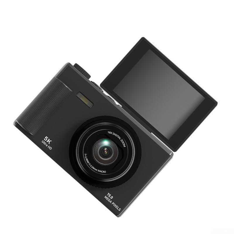 Videocamera Vlog-friendly: registrazione 5K, LCD Flip a 180 gradi, zoom 18x, stabilizzazione elettronica, CMOS da 1/2,3 pollici (nero)