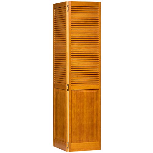 Kimberly Bay Traditional Louver Panel Golden Oak Solid Core Wood Bi-Fold Door (80X24) #TOP2