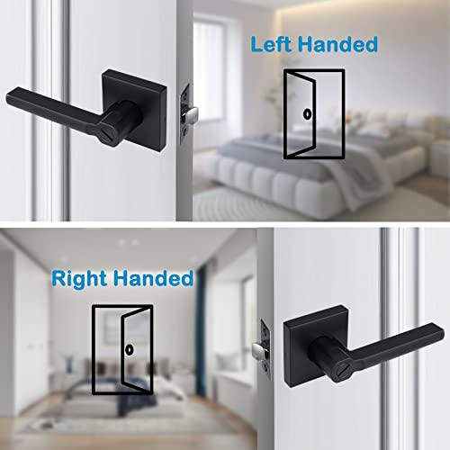 Hisafe Black Interior Door Handle For Bedroom/Bathroom, Keyless Privacy Door Lever With Thumb Turn Lock, Heavy Duty, Right&Left Handed (1Pack) X-1601-Bk-1P #TOP2