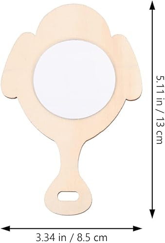 Miniatura 7 de COHEALI 40 piezas de espejos de mano de madera para fiesta de delfín, espejo de bricolaje de Navidad, juguete en blanco sin terminar, juguetes de