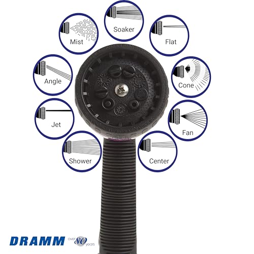 Image of Dramm Revolver Heavy Duty 9-Pattern Garden Hose Nozzle - Adjustable Metal Spray Gun with Thumb-Control Flow & Ergonomic Grip - Orange,(Pack of 6)