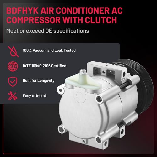 BDFHYK Air Conditioning A/C Compressor 618152 compatible with Ford F-150 1997-2006 V6 4.2L, F-150 V8 1997-2006 5.4L 4.6L, F150 1998-2003 V8 5.4L, F150 97, compatible with Lincoln Blackwood 2002-2003