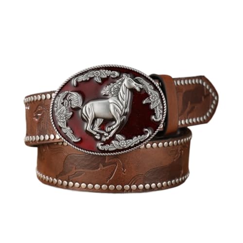 Ceinture western boucle cheval country pour pantalon cowboy cuir PU équestre mixte