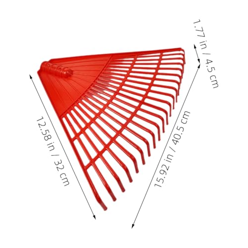Image of BESPORTBLE Plastic Rake Head with 21 Tines Garden Leaf Scoop Rake Shrub Rake Yard Lawn Grass Clean Rake Replacement Head Red