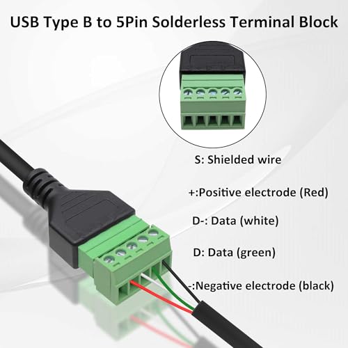 Adaptador USB tipo B hembra a bloque de terminales de tornillo de 5 pines 4