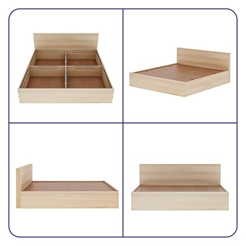 Image of Wakefit Bed | 1 Yr Warranty | King Size Bed, Comes with Storage Box, Noise-Free, Density: 680-750 kg /m, Termite & Borer Resistant, Fits Mattresses Up to 8 Inches (Taurus 72 x 72 - Columbia Walnut)