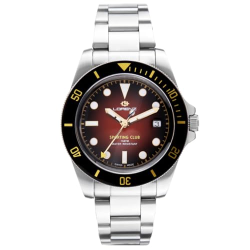 Lorenz Sporting Club 090019DD - Reloj deportivo para hombre - Reloj de cuarzo suizo de acero - Sumergible hasta 100 metros