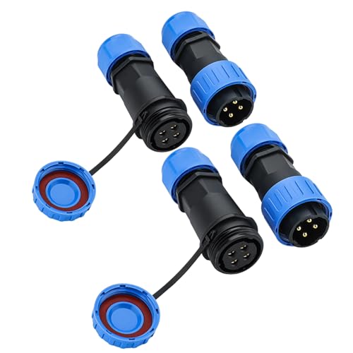 GLDFYYDS 2 Pairs 4 Pin Aviation Plug And Socket IP68 Industrial Waterproof Connector Male-Female In-Line SP21 Quick Connect Wire Connector
