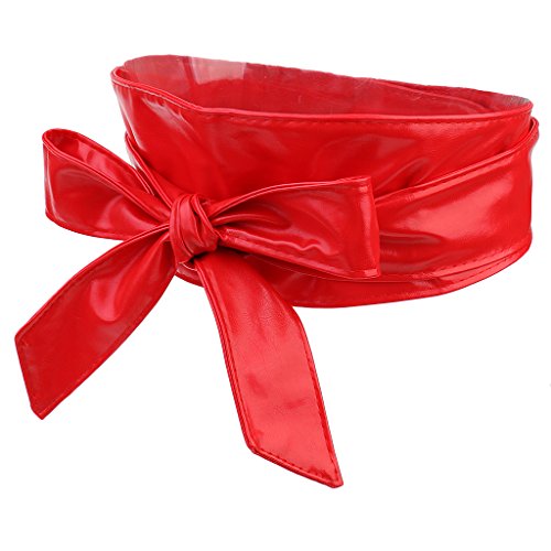 F Fityle Senhoras Amarram Amarrar Cintura Cintura Larga Cinto De Espartilho De Couro - Vermelho