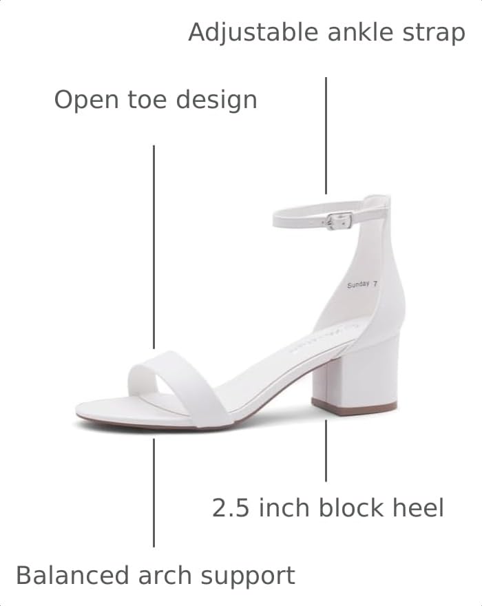 Image of Herstyle Low Block Heels for Women - 2.25 Inch Open Toe Chunky Heel Sandals with Dressy Ankle Strap for Wedding, Prom, Party & Office