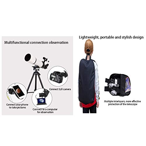 Telescopio para principiantes 80 mm con trípode ajustable y mochila miniatura 6