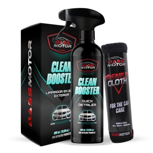 BassMotor Limpiador en seco todo en uno Exterior Coche para Limpieza Sin Agua Exterior de Carrocería Cristales Moto Uso Fácil - Clean Booster 500ml + Bayeta Premium