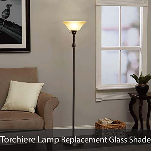 Aspen Creative 23121-01, Etched Alabaster Replacement Glass Shade for Medium Base Socket Torchiere Lamp, Swag Lamp and Pendant, 1-5/8" Fitter Size x 20" Diameter x 6-3/4" Height by Aspen Creative - Image 4