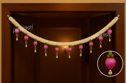 Image of Divyakosh Torans for Entrance Door - 4FT / 48 Inch, Home Decoration Hangings, Lotus Buds Toran | Thoranam, Gajra Bandhanwar - Size 48 Inch