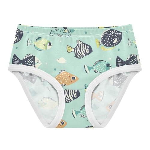 ZZKKO Tropical Fish Green Girls Underwear Toddler Panties for Girls Comfort Brief Size 2-8T