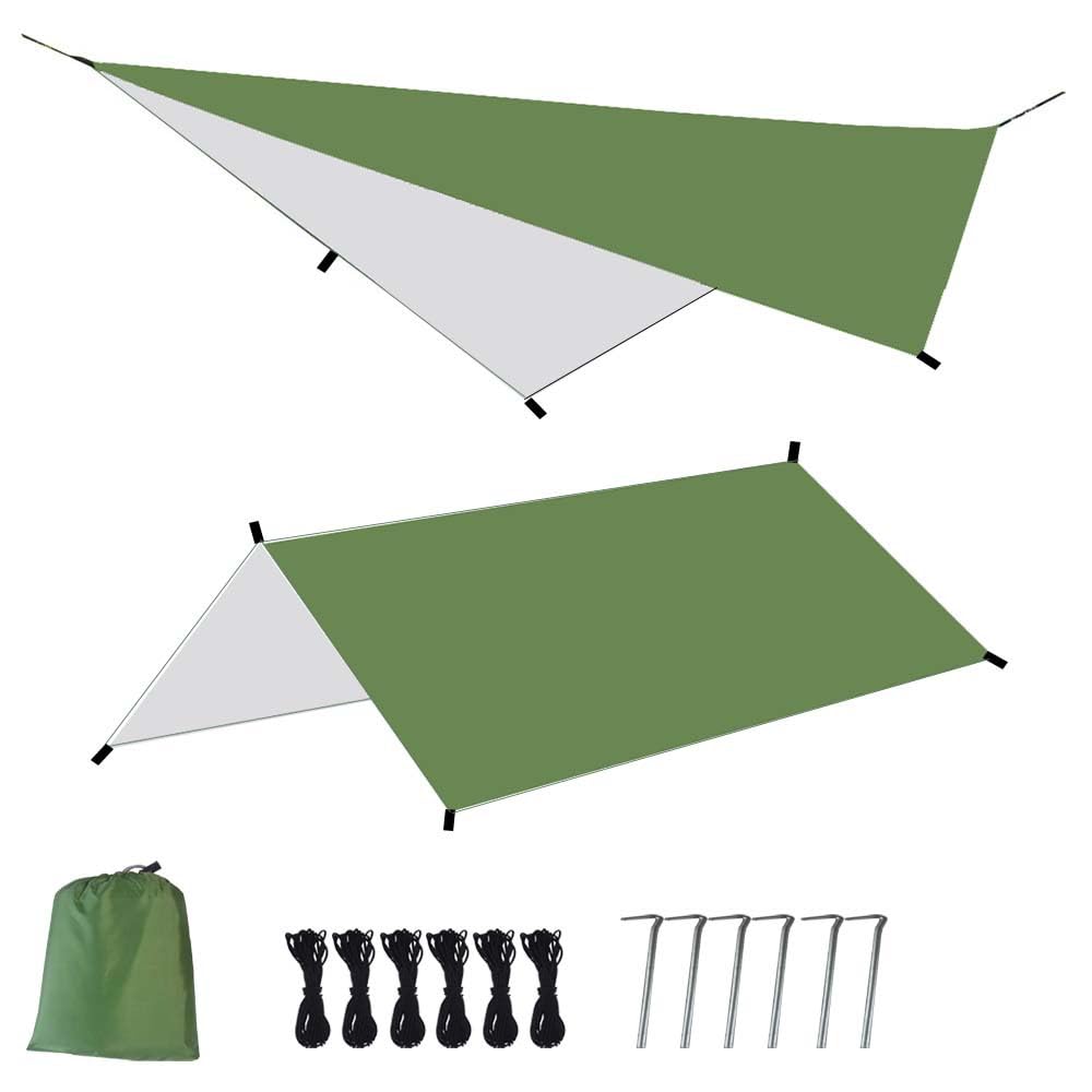 GIOTUK Hammock Rain Fly Tent Tarp 3x3m – Waterproof Camping Shelter with PU3000mm Coating, Anti-UV Lightweight Groundsheet, Multifunctional Outdoor Rain Sun Shade for Hiking & Travel