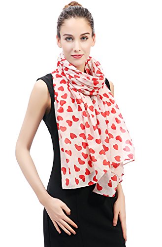 Lina & Lily Love Heart Print Women's Scarf Shawl Wrap Lightweight Valentine's Day2