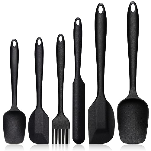 Juego de 6 espátulas de silicona para masa, juego de espátulas de cocina, espátulas de cocina, espátulas de masa, no palo, espátula de silicona, resistente al calor para cocinar y hornear