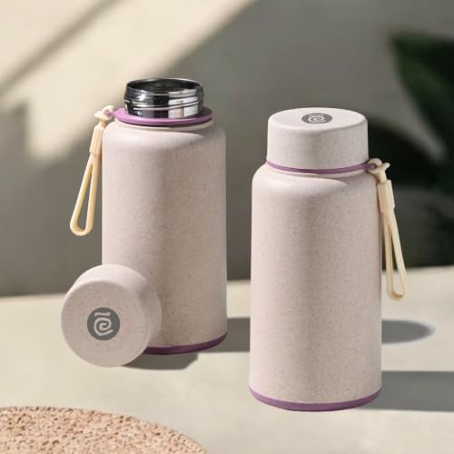 Image of Eha Earth Friendly Hydralife Water Bottle for Office & Schools | 400 ml Stainless Steel Water Bottle for Kids & Adults Made with Rice Husk | Bottle for Men, Women | Leak Proof | 2 Unit