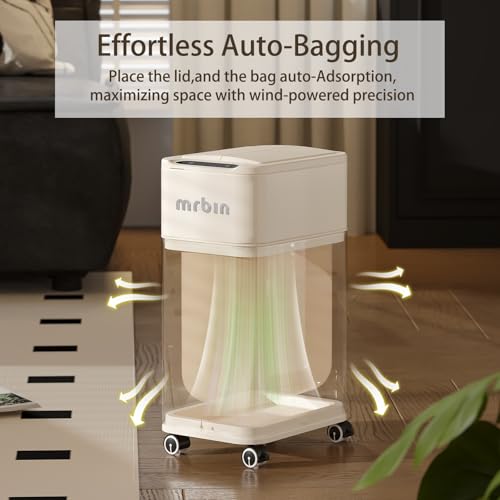 Caneca de basura rectangular para baño con sensor y ruedas miniatura 2