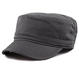 THE HAT DEPOT Cadet Army Washed Cotton Basic Cap Military Style Hat (Charcoal)