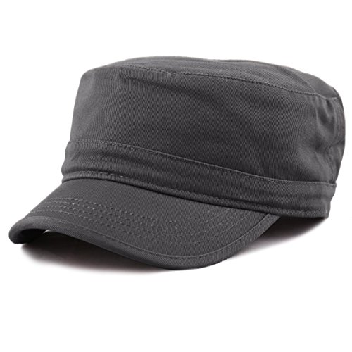 The Hat Depot Cadet Military Army Baseball Cap Tie Dye & Washed Cotton Basic & Distressed Cadet Brushed Cotton Cap (1. Basic - Charcoal)