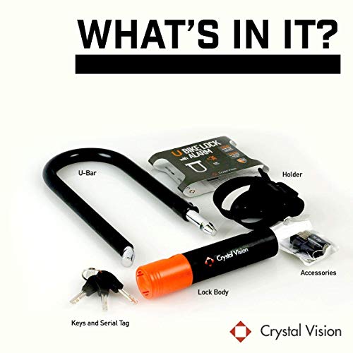 Image of Crystal Vision Anti-Theft Loud 130db Alarm Padlock and Bike U Lock Combo