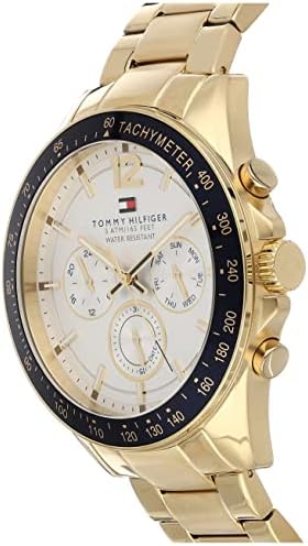 Tommy Hilfiger Analogue Multifunction Quartz Watch for Men with Gold Coloured Stainless Steel Bracelet - 1791121