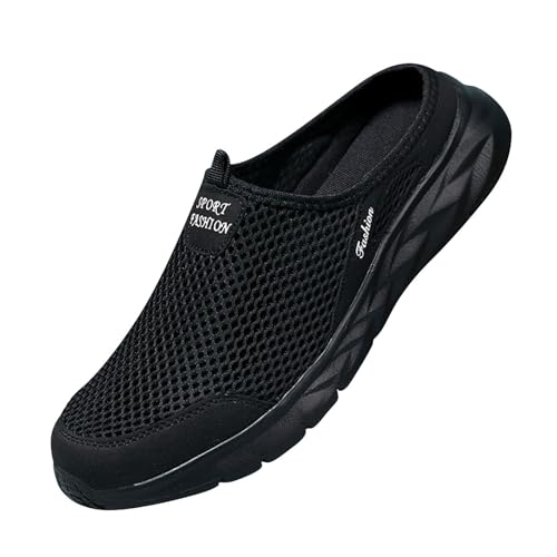 Zuecos para mujer y hombre, ligeros, transpirables, informales, de malla, sin cordones, ligeros, de secado rápido, zapatos de playa, informales, suelas suaves, Negro , 42 EU