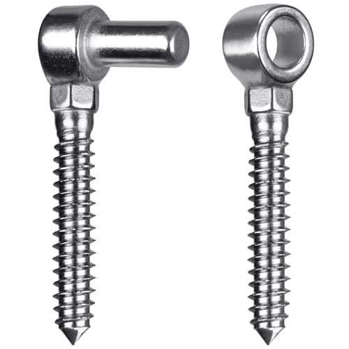 Image of Insaga 304 Stainless Steel Gate Hinges with Screw Hook and Eye Gate Hinges to Mount Wooden Gates or Fences, One-Piece molding with Non-Welding Gate Bolt Hook (A Pair, M16)