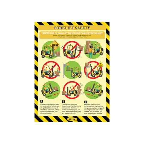Yellow Safety - Workplace Safety Poster - Non-Lamintated, 12 x 16" (Forklift) Cover