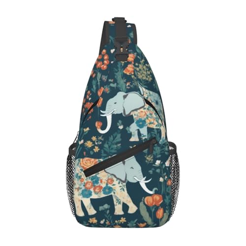 Bolso bandolera unisex con patrón floral y elefante