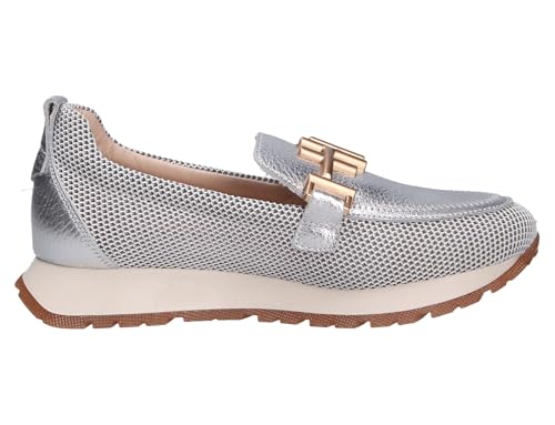 Hispanitas Para Mujer. HV253919 Mocasines De Piel Kansas Plateado (39), Plata, Plano, 1 A 3Cm, Ninguno, Casual - 6
