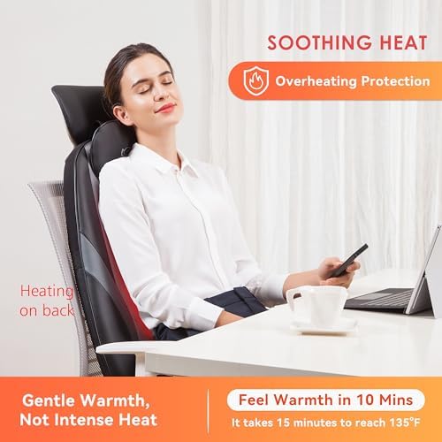 Image of Snailax Neck and Back Massager with Heat, Massage Chair Pad Back Massager for Pain Relief Deep Tissue Chair Massage Pad with 10 Deep Kneading Nodes for Office Home, Gifts for Dad,Mom
