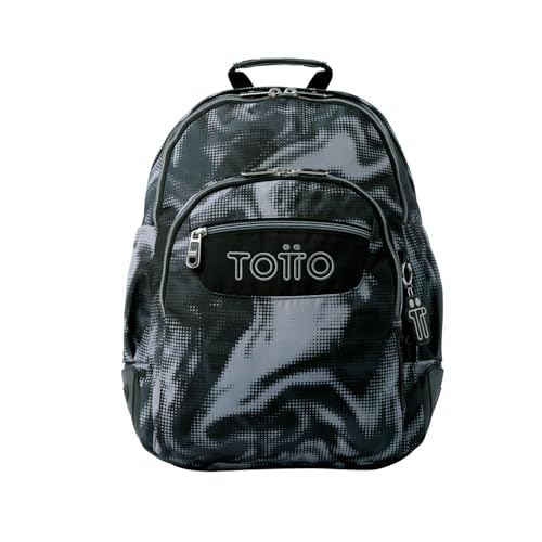 TOTTO - Mochila Escolar Grande, Modelo Rayol, Capacidad 19 L, 3 Compartimentos, 2 Bolsillos Botella, Bolsillo para PC 14", Espaldar Ergonómico con Flujo de Aire, Correas en S, Estampado Bluc
