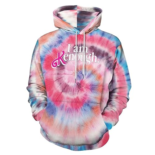 Xsafomhf I am Kenough Men's and Women's Tie Dyed Hoodies Novelty Printed Hoodies Street Fashion Hooded 2_XX-Large