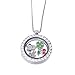 RUBYCA Living Memory Floating Charm Round Glass Locket Pendant Necklace 20 Inches 1pcs Silver Color