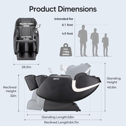 BOSSCARE 2026 Massage Chair Full Body, AI APP Control Shiatsu Zero Gravity Massage Chair with Foot Roller, Back Calf Heated, Bluetooth Speaker, Relaxing Massaging Recliner for Friend Family