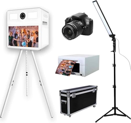 Photobooth Tout-en-Un avec Imprimante et Appareil Photo Reflex - Écran Tactile 21.5' - Impression Instantanée, Étui de Transport et Support de Coque - Parfait pour Événements et Partages Instantanés