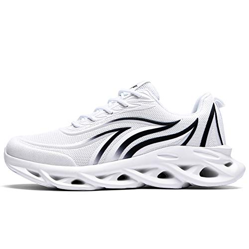 Folconauto - Zapatillas de correr para hombre, color Blanco, talla 42 1/3 EU