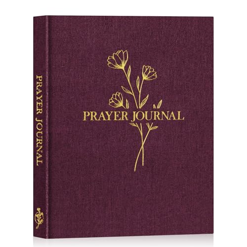 Lanpn Bible Prayer Journal for Women Men, 68 Weeks Linen Bible Study Journal Christian Prayer Notebook Planner with Scripture Verse, Devotional Journal Religious Christian Faith Gifts Women, Purple