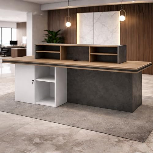 Image of Modern Luxury Reception Desk | For Office, Salon & Clinic, Contemporary Front Counter Table, Particle Board, RCT-006 LPB L5W2