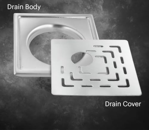 Image of Shower Drain Channel Invisible Floor Drainer with Cockroach Trap 304 Stainless Steel Drain Jali with Collar (Curl Floor Drain with Hole 6x6)