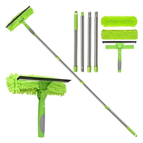 Kit di lavaggio delle finestre estensibile, strumenti 2 in 1 per la pulizia di specchi e piastrelle in vetro, perfetto per casa, ufficio, bagno e uso esterno, tergicristallo facile da raggiungere con