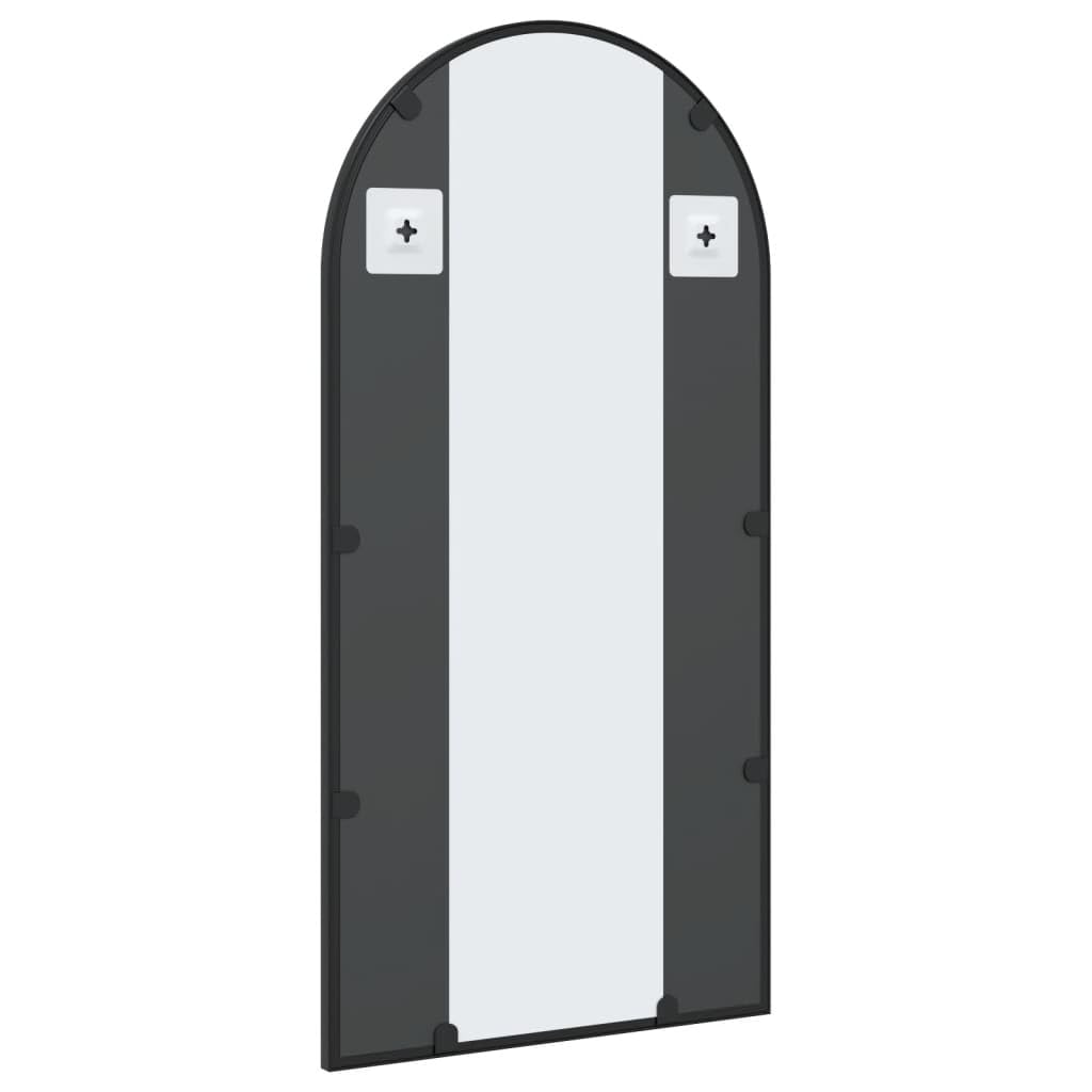 Wandspiegel Schwarz 40x80 cm Gewölbt Eisen Glas mit pulverbeschichtetem Rahmen für Flur Schlafzimmer Badezimmer Deko Montage, klarer Spiegel für Kosmetik und Rasur
