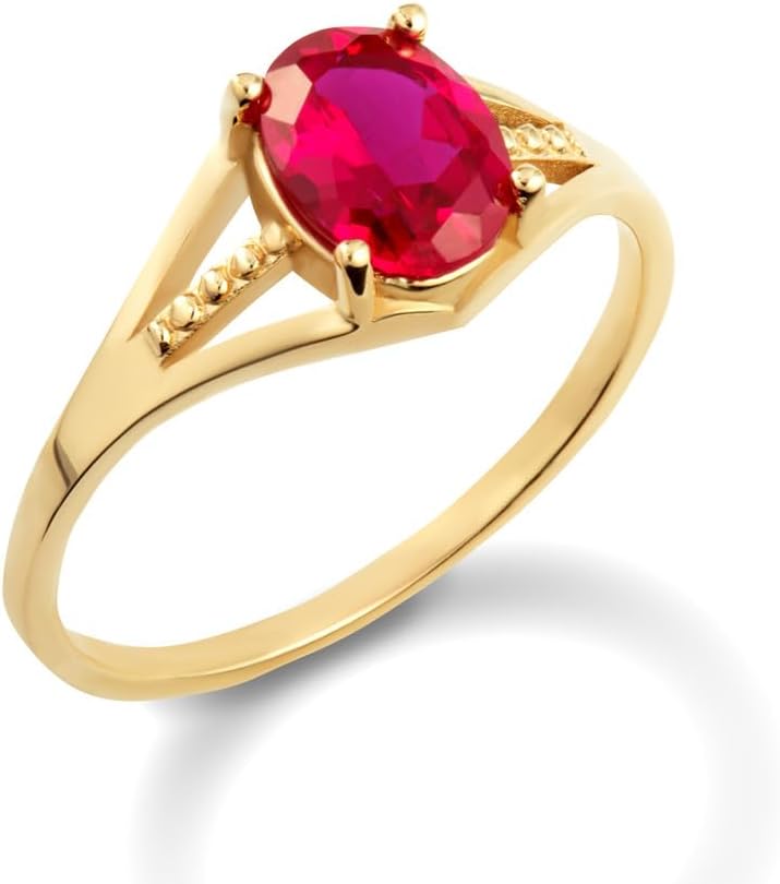 Solid 10K Gold Signature Birthstone 8x6 MM Oval Ring - Choice of Month, Color and Ring Size